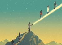 illustration of faculty members rising in the ranks